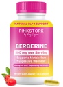 Pink Stork Berberine 500mg - Nature's GLP-1 补编 - Daily AMPK 代谢激活器 - 500-1000 mg 代谢物 + 妇女的古特健康 → 第三方测试 → Vegan → + 非GMO + 30 Capsules