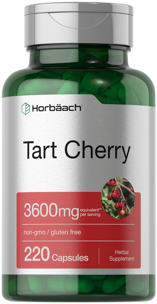 Horbäach Tart Cherry Capsules → 3600mg → 220 Pills → Non-GMO, Gluten Free → 传统草药补充品