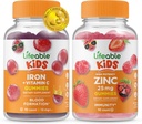 活铁和维生素C 儿童+锌50mg,Gummys Bundle - 大品尝,维生素补充,Gluten Free, GMO Free, Chewable Gummy