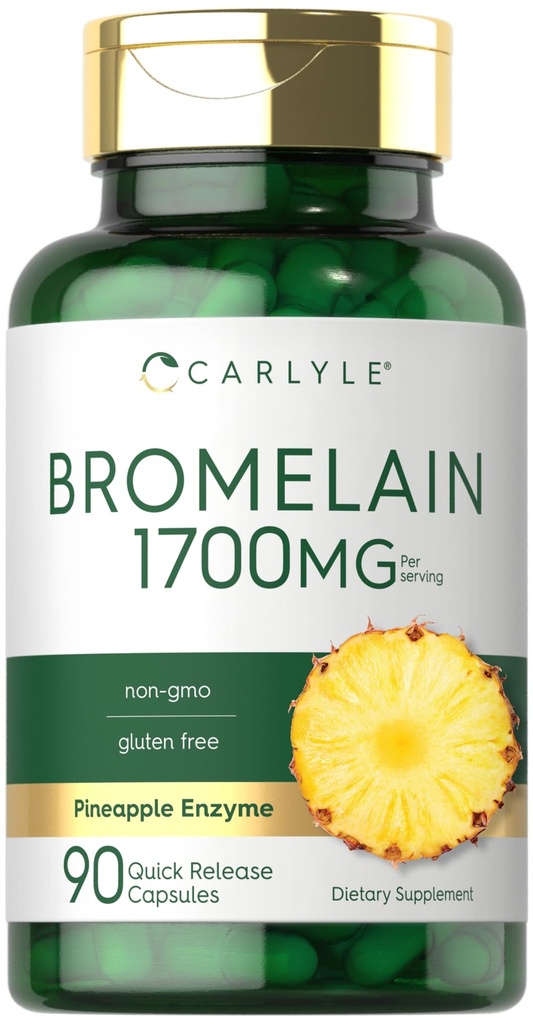 Carlyle Bromelain 1700 mg → 90 Capsules → Pineapple Enzyme 补充 → 非 GMO 和 Gluten 自由