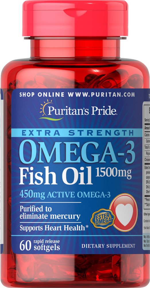 纯洁的骄傲 额外的力量 Omega-3 鱼油 1500 Mg 450 Mg Active Omega-3 软胶, 60 Counter