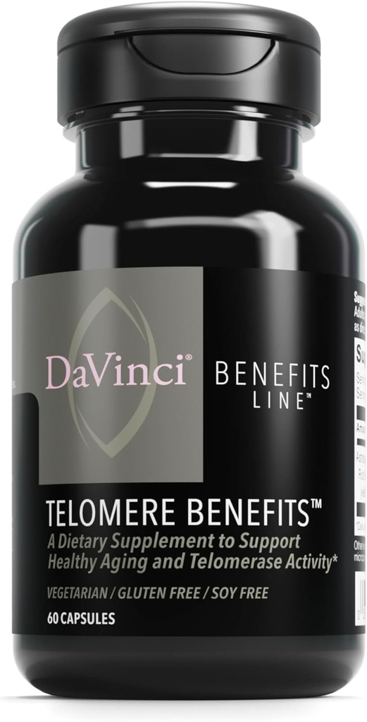 DAVINCI Labs Telomere 福利 -- -- 支持健康老龄化、抗氧化剂水平、记忆和Telomerase活动* -- -- 配有 Astragalus 根提取器 -- -- 无糖 -- -- 60个蔬菜罐头
