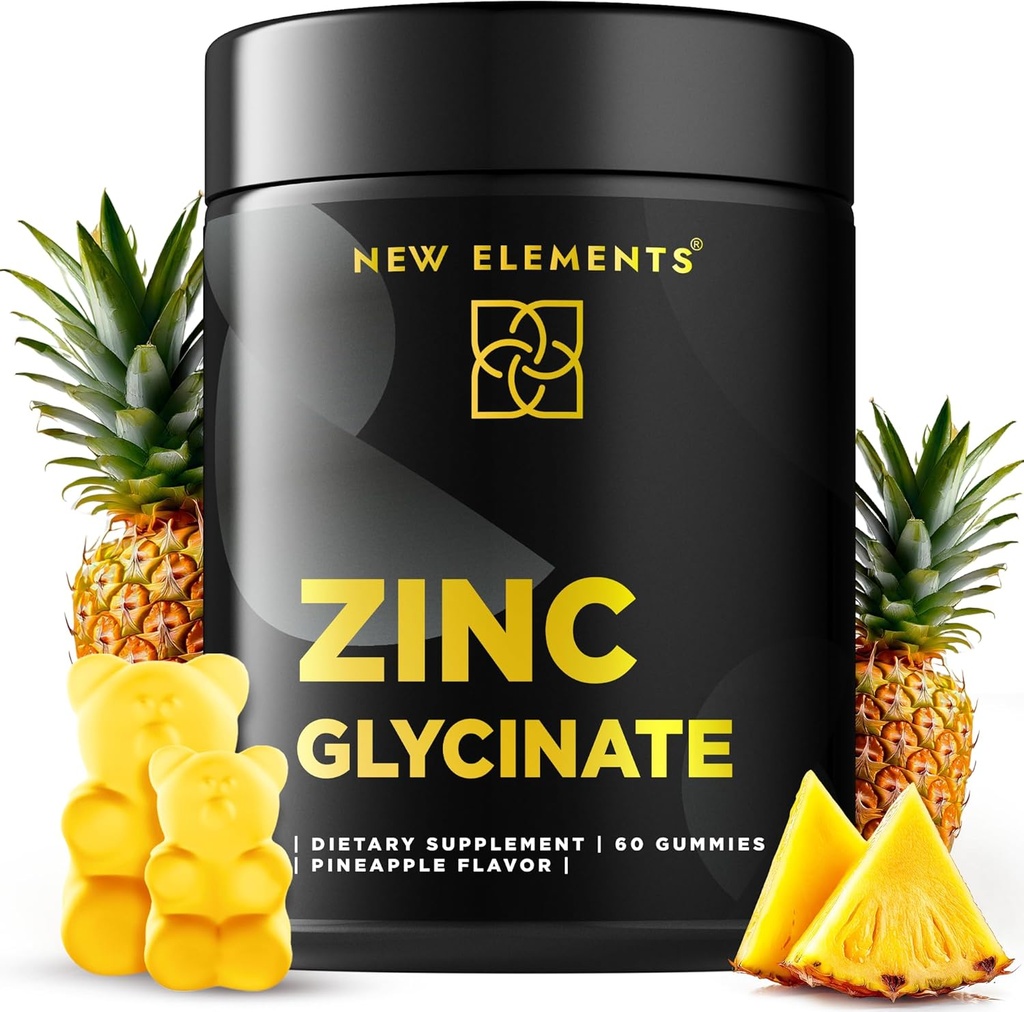 辛酸甘油(Zinc Glycint Gummys for addors) 辛酸甘油(Zinc Supplements 50mg) 辛酸甘油(Non-GMO) 辛酸甘油(Natural Pinepple Flavor) 由新元素支持免疫健康 辛酸甘油(Non-GMO-Gluten-Free)