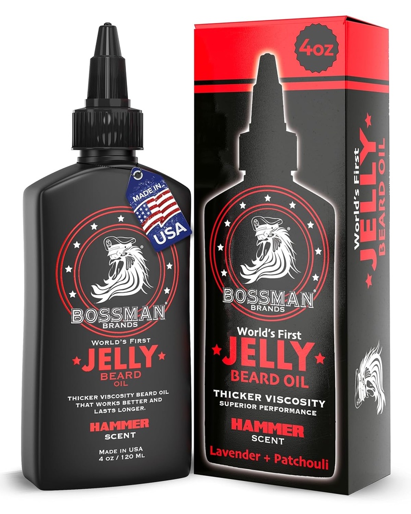 Bossman Jelly Beard Oil for Men (4 oz, Hammer Scent) – Softens, Moisturizes & 条件与天然成份