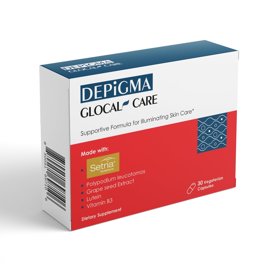 GlocalCare Depigma 支持减少超皮损耗, Melasma 和 暗点与 Glutathione, Polypodium Leucotomos, Grape种子 & Marigold 提取