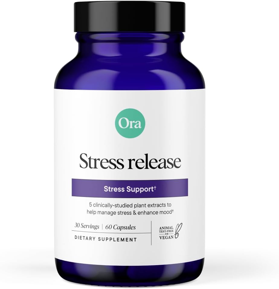 Ora有机体 - 压力救济补充剂 - 支持Mood & Mental Focus - 感觉冷静和放松 - Sensoril Ashwagandha, Saffron, Ginseng, L- Theanine, Lemon Balm - 60 Capsules