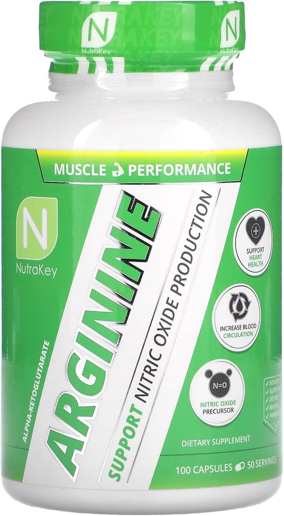 NutraKey Arginine 500mg, 100 计数