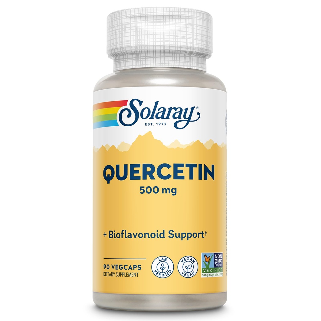 SOLARAY Quercetin 500 mg,支持西纳斯,呼吸,免疫功能与正常,健康尿酸水平,90 Veg Caps
