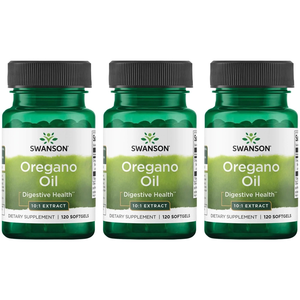 Swanson Oregano Oil 10:1 节选 - 促进消化卫生和呼吸支持的自然补充 - 支持胃肠系统与尿道切除健康 - (120软胶,每包150毫克) (3包)