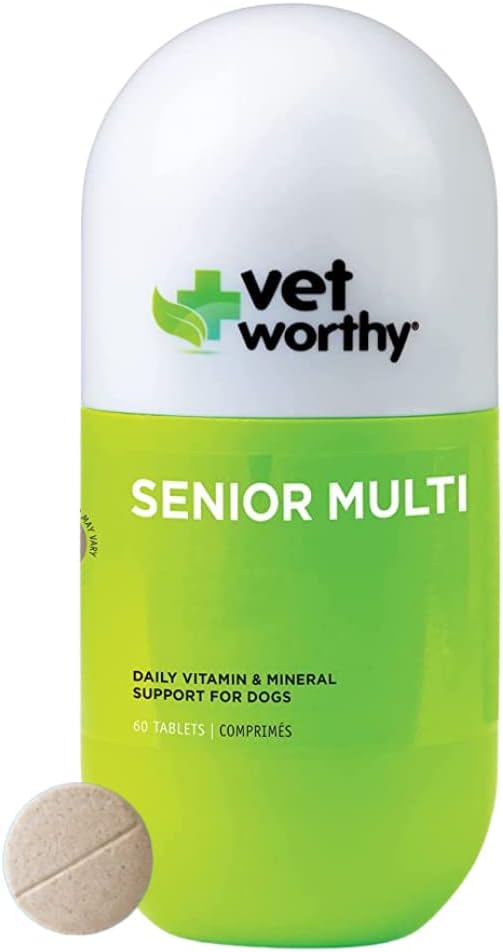 Vet Worthy 高级多维他命 狗肉 - 抗氧化剂和营养支持 - 日常支持 - 维生素,矿物,和酶 - 肝脏 狗肉 - 60块