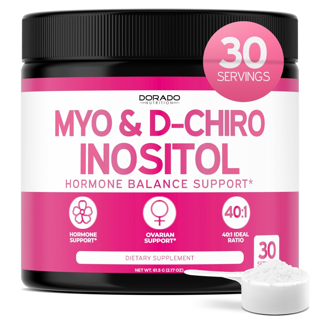Myo-Inositol & D-Chiro Inositol 补充粉剂(2050mg per service Ideal:40:1 比率 Myo Inositol,30 日供应) 女性和奥华人健康荷尔蒙平衡 - 第三方测试,Vegan和美国制造
