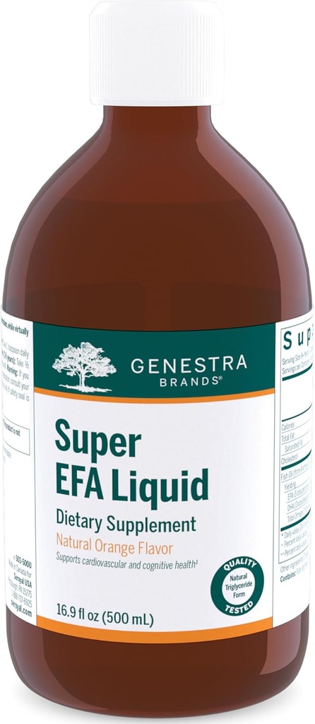 Genestra Brands Super Employd Liquid 支持心血管健康,以及儿童大脑、眼睛和神经的发育* 16.9 Fl Oz 自然橙色火焰