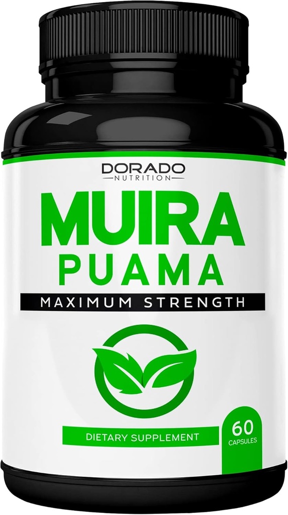 Muira Puama 根提取器供男女使用- Premium Capsules - 60个计数器 - 0填充器 - 第三桶测试 - Gluten Free & Non-GMO - 美国制造 - 质量保证 - Potency & Purity测试