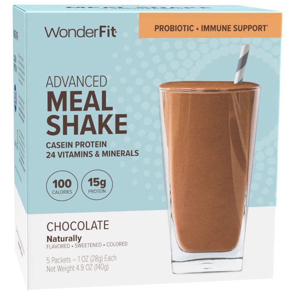 WonderFit by WonderSlim 蛋白质食品替换摇摆,巧克力,Probiotic & Immune 支持, Gluten Free(5ct)