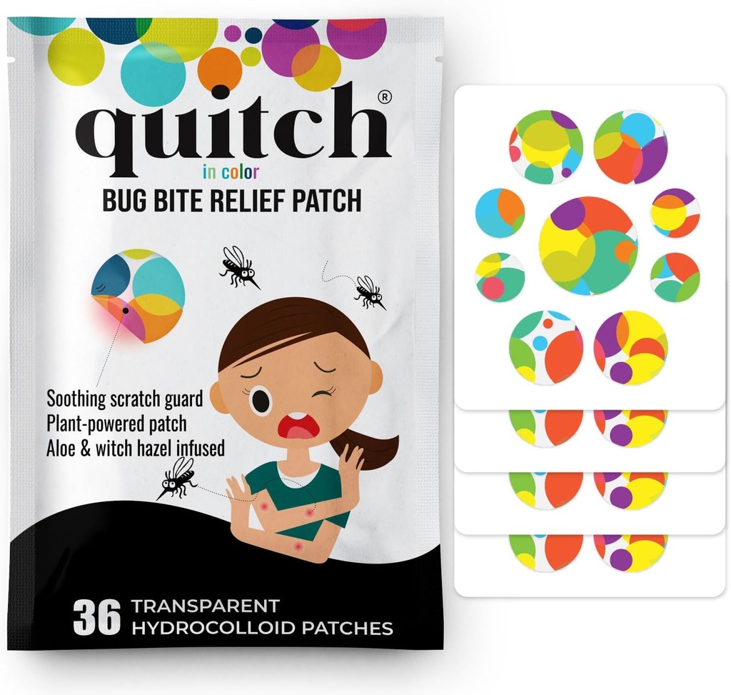 Quitch Mosquito Bite Itch Relief Patch, Bite 昆虫咬伤治疗后, 抗痒油脂替代物, 昆虫咬伤救济, 游览,旅行和露营 儿童必需