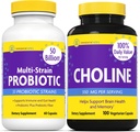 InnovixLabs Choline & 多Probiotic Bundle Choline Bitartrate 550mg (100 Capsules) 多草原Probiotics (60 Capsules). 支持记忆,摩德,脑健康与增强认知. *