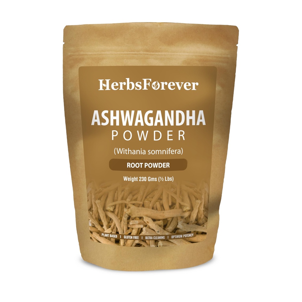 HerbsForever Ashwagandha Powder 230g I 冬樱桃、非GMO、Vegan、Gluten-Free I Ayurvedic 压力-Buster 支持能源促进器、生命力和振兴器