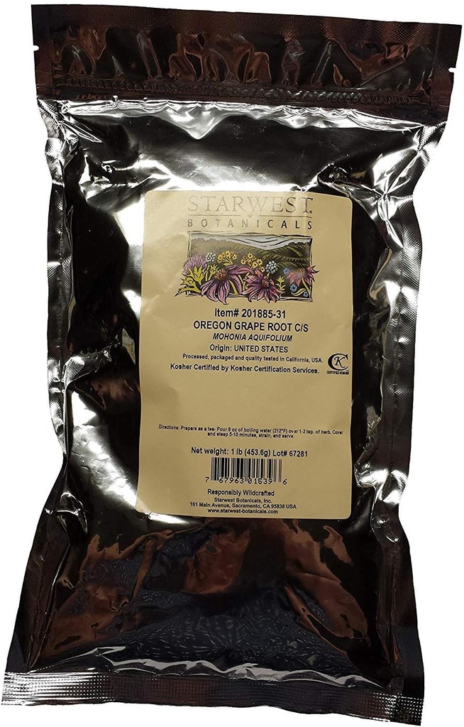俄勒冈州葡萄根 C/S Wildcrafted - Mohonia aquifolium, 1 lb, (西星植物学)