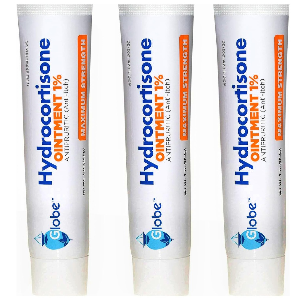 (3 Pack) 环球水解酮最大强度透明膏 1%,1 oz, 抗痒性专题膏 红, 井喷, 痒, Rash, Bug/Mosquito Bites, Eczema, Hemorrhoids & More