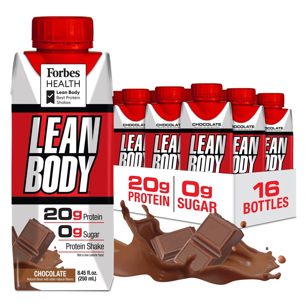 LABRADA NUTRINT - Lean Body RTD WHEY 蛋白质摇摆,方便男方和女方的食用替代摇摆,20克蛋白质 — 零糖,乳糖和葡萄糖自由,巧克力(16袋)