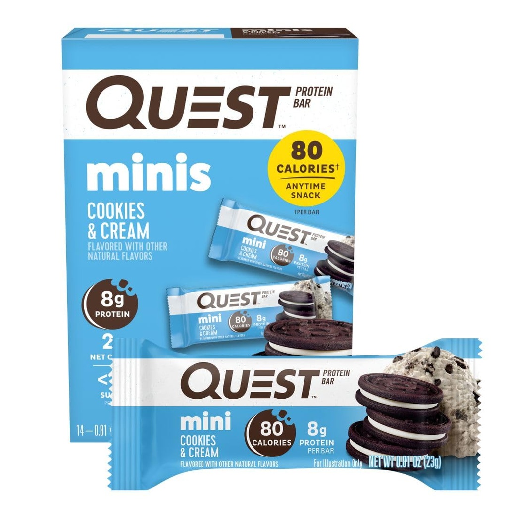 Quest 营养 迷你 饼干和奶油蛋白棒, 8g 蛋白质, 1g 糖, 2g Net Carbs, Gluten Free, 14 Count