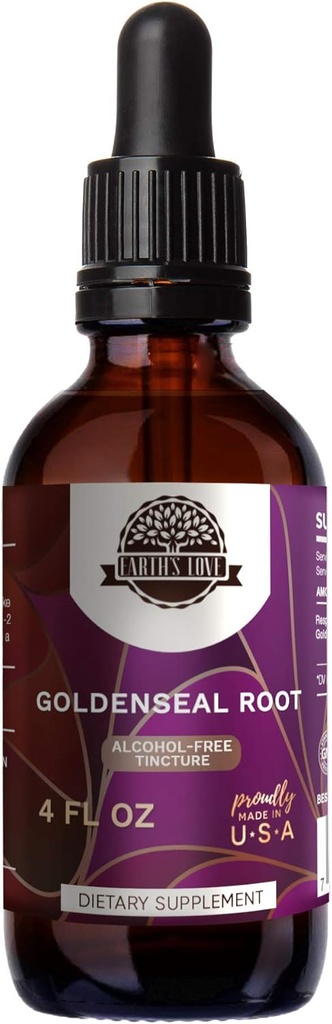 地球之爱 - 金色根酒 - 无水草提取丁香,超集中金色根(Hydrastis Canadensis) 干根(4 Fl Oz)