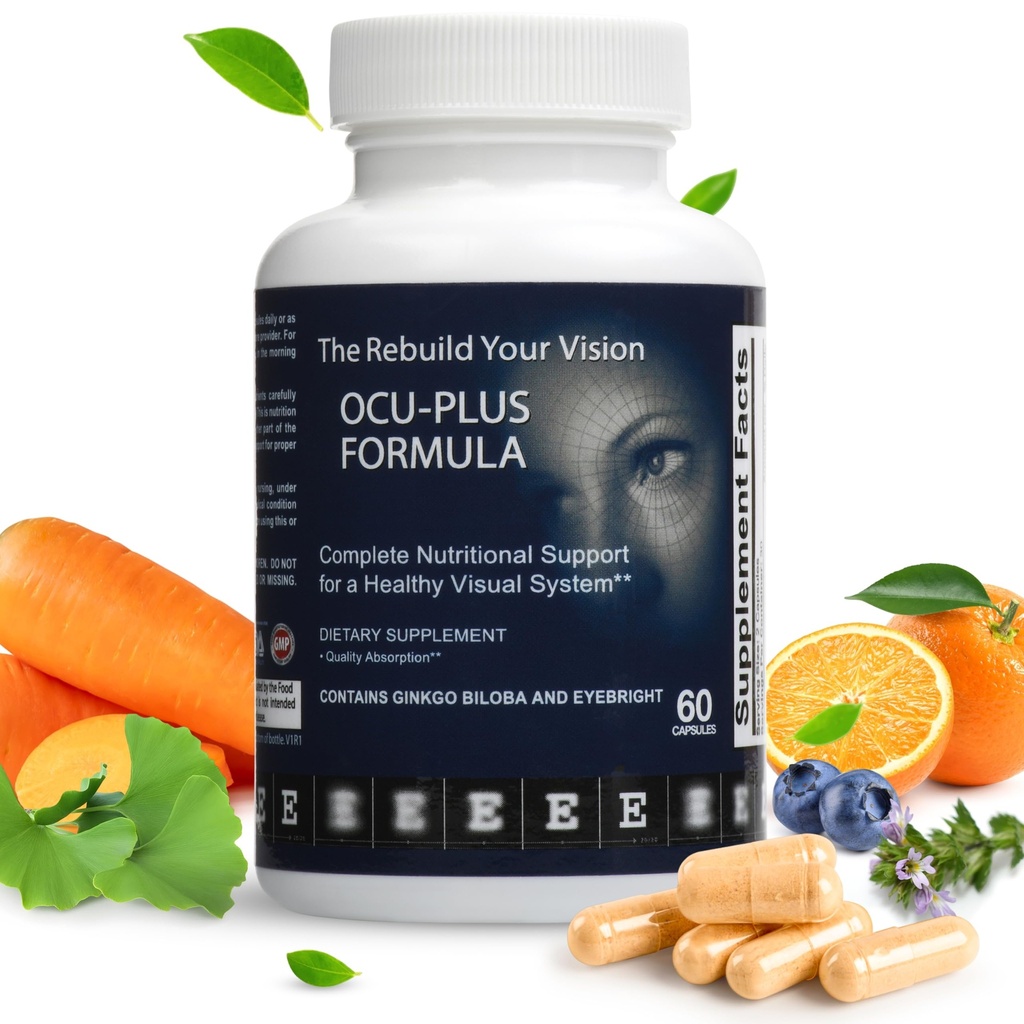 Ocu-Plus公式 – 与Lutein & Zeaxanthin 的眼部健康补充 – 支持视觉清晰,夜视和Macular健康 – 与Bilberry,Ginkgo Biloba & NAC – 60 Capsules