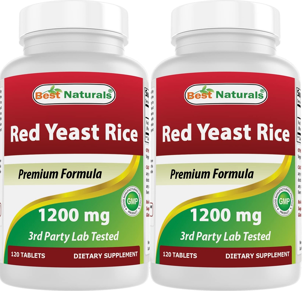 最佳自然品 红酵母大米 1200 mg(非GMO) 120 片(120个计数(包2))