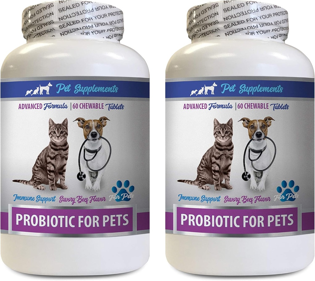 猫坏呼吸家补救措施 - 宠物的PROBIOTICS - 狗猫 - 坏气和呼吸治疗 - 高级免疫靴 - 猫亲生动物宠物终极 - 2瓶(120个治疗)