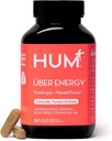 HUM Uber 能量肾上腺能量支持补编,配有 Ashwagandha Root, Ginseng, B 维生素, 维生素 B6, B5, 和适应原体, 肾上腺脂肪酸支持补编, 60 Vegan Capsules