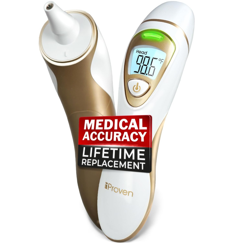 iProvèn Pro 系列 带有非Touch Forehead函数的耳朵温度计 成人、儿童、婴儿高级精确度 成人和所有年龄的数字温度计