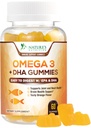 Omega 3 Fish Oil Gummys, 心脏健康 Omega 3 Gummy 配有高吸附性 DHA & EPA, 超强联合和大脑支持, 美味的橙花鱼油自然维生素 - 60 Gummys