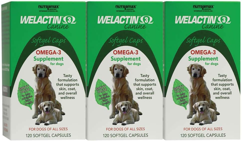 Nutramax Welactin Omega-3 鱼油皮和煤健康补充剂 -- -- 3包,360总软胶