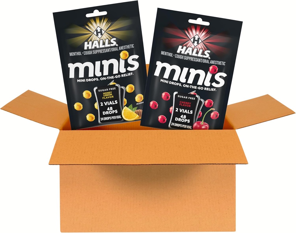 HALLS 迷你樱桃和蜂蜜柠檬糖 免奶粉