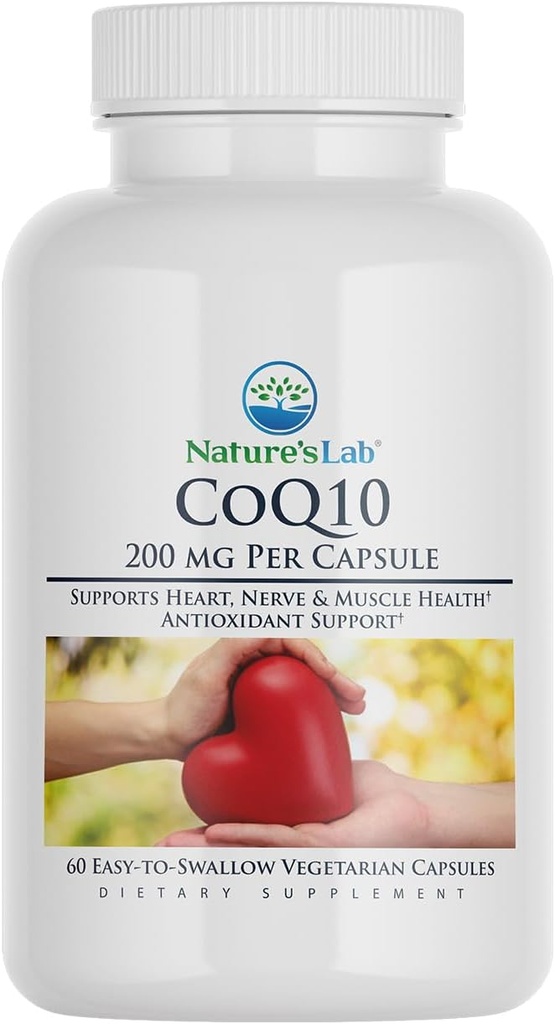 自然实验室 CoQ10 200mg 营养补充 - 支持心脏、神经和肌肉健康* - 60个计数(2个月供应)