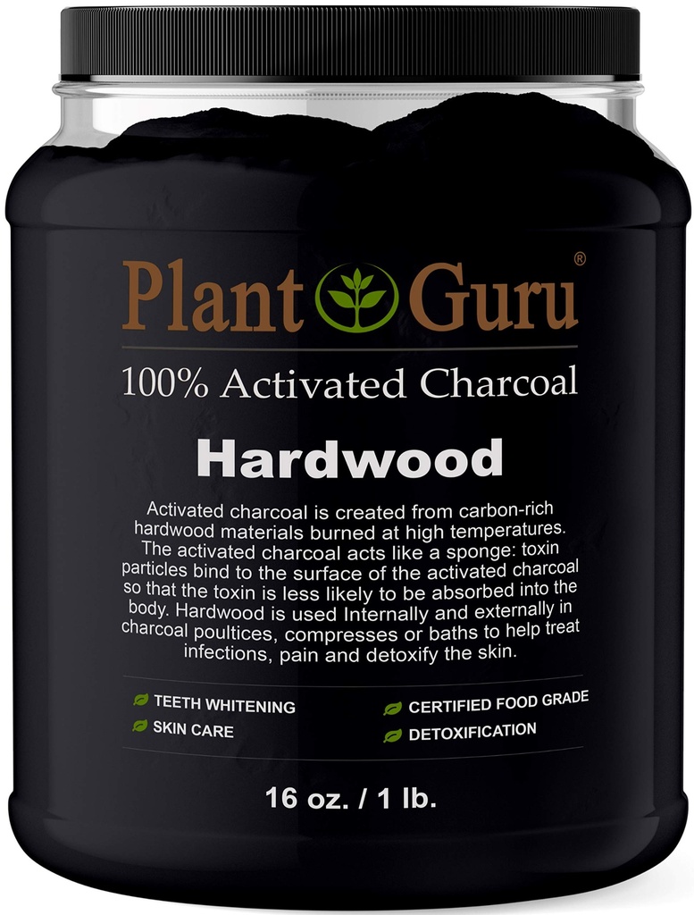 活化炭粉散 - 1 lb. Jar - Hardwood - 食品级 Kosher Non-GMO - 牙齿白化,面罩和肥皂制作. 促进自然解毒和帮助文摘