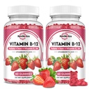 维生素B12 复合蛋白 - 5000 mcg 甲基Cobalamin with Iron, Vitamin C, D3 & Folate, 能源支持和代谢, Imune, B-12 男女可烹调补充剂,草莓Flavor, 2 Pack