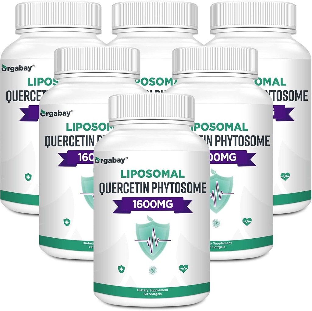 Orgabay Liposomal Quercetin Phytosome 1600 mg, Bromelain 200mg, Zinc 30mg, 维生素C Turmeric 40 mg, 最高吸收量, Quercetin 复合体, 360软胶