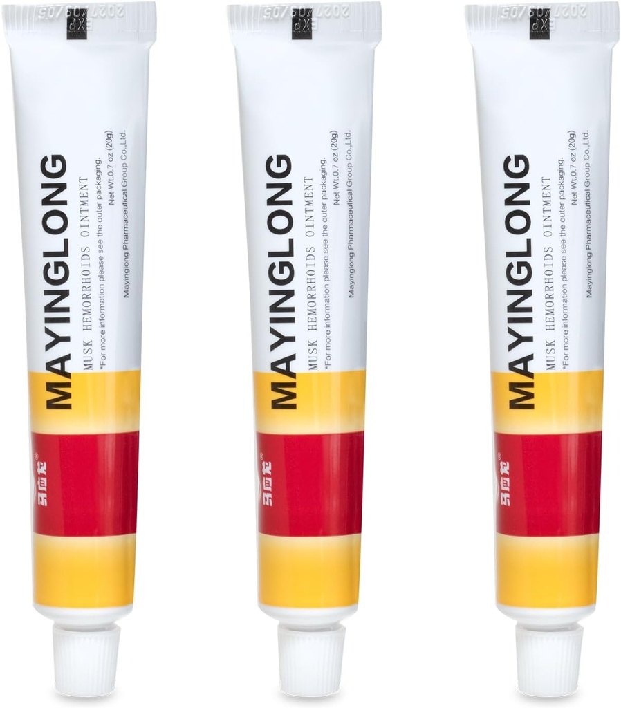 Mayinglong Musk Hemorrhoids Ointment (3 x 20g Tubes), 60g - 最大强力公式 血栓快速救援, Soothes 痒痒,燃烧和不适 - 快动作救援 (2.12 oz 共计)