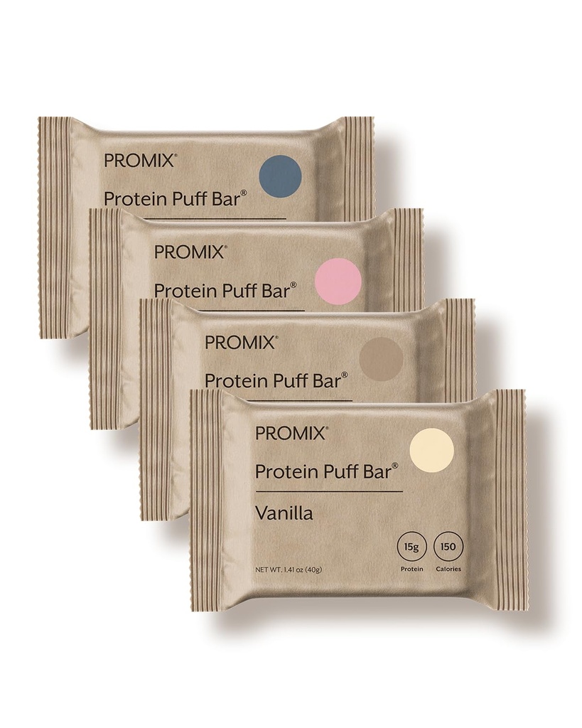 ProMix 营养 蛋白质 普夫酒(Puff) -- -- 品种包 -- -- 香草、巧克力、草莓、蓝莓 -- -- 马什马洛冰冻治疗 -- -- 高蛋白和低卡罗里 -- -- 12巴