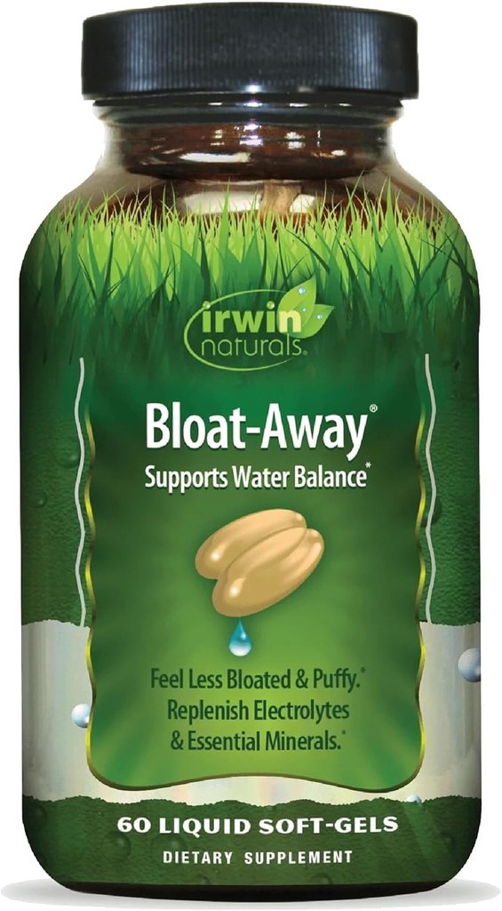 Irwin Naturals Bloat-Away - 60 液态软胶 - 水平衡支持 - 补充电解质和基本矿物