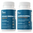 Tobias Vegan Omega博士 3 Algae Oil和Ashwagandha Capsules,支持复原能力、免疫健康以及整体健康,非GMO,Vegan
