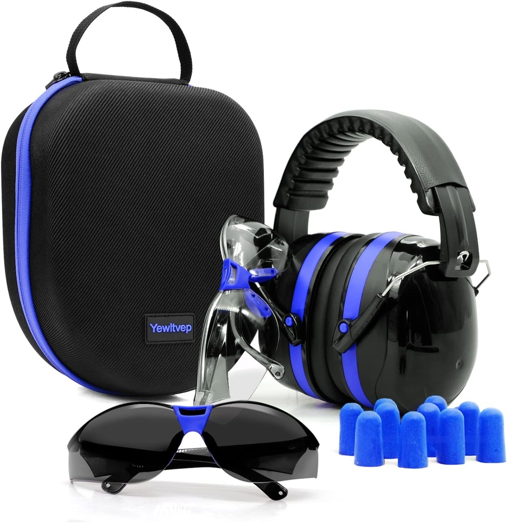 Yewltvep 带Earmuffs、枪械安全眼镜、耳机、硬存储箱的射耳防护枪靶场
