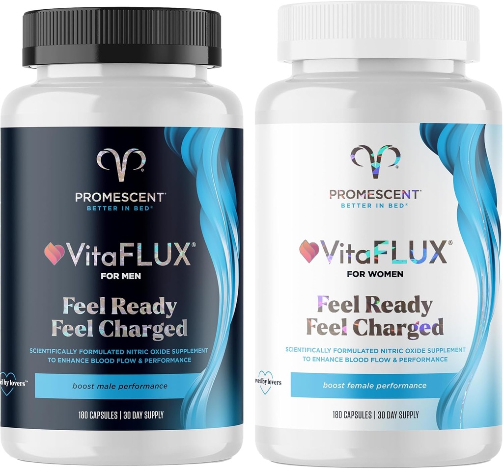 VitaFLUX 男性性能的三重功率硝酸盐补充剂 + VitaFLUX 女性性能硝酸盐助推剂补充剂 增加流通,促进能量和心脏健康,性能,Stamina,能源