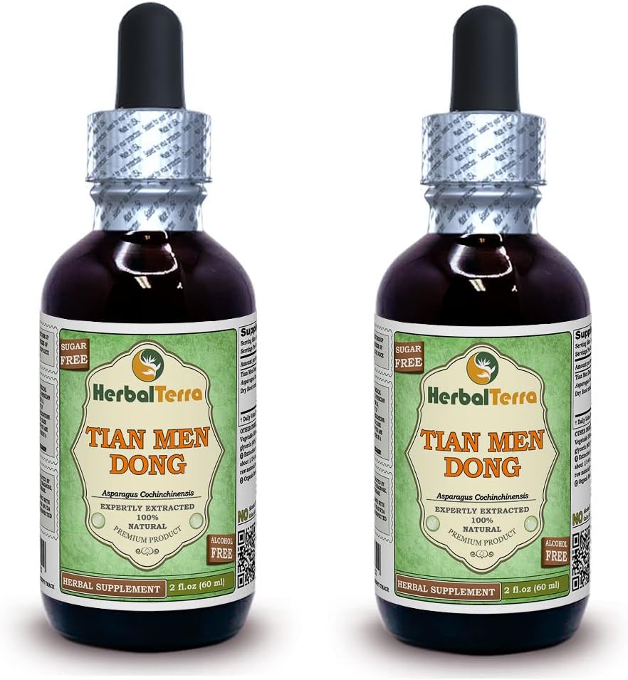 Tian Men Dong, Asparagus (Asparagus Cochinensis) Glycerite, 干根粉无酒精液体提取(Brand name:Herbalterra, Proudly made in USA) 2x2 fl.oz (2x60 ml)) (英语).