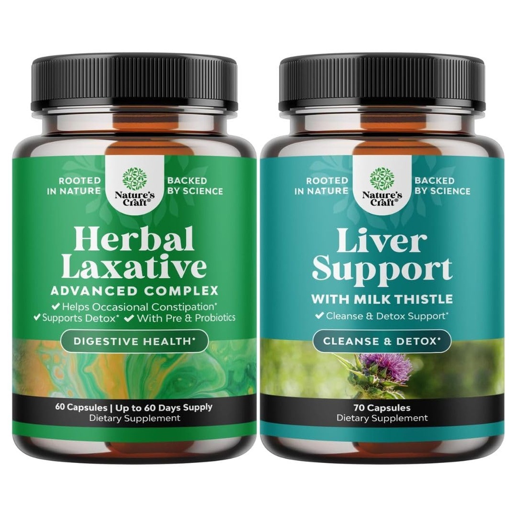 配有抗生素和Liver Cleanse Detox & Reference Framme的草药乳胶包 - 天然Colon解毒消化支持系统 - 配有Milk Thetle的草药肝胶支持补充剂