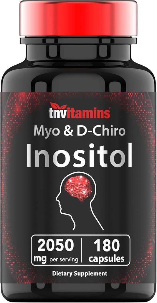 Tnvitamins Inositol:2 050mg - 180 Capsules | Inositol 粉末 Capsules for Men & Men | 40:1 Myo-Inositol与D-Chiro Inositol之比 |美国制造!