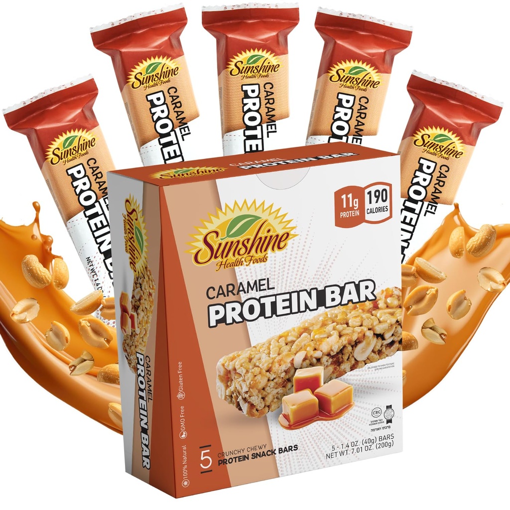 Gluten免费蛋白棒,5个Caramel健康蛋白棒用于活动生活方式,理想蛋白棒用于换餐,完美高蛋白棒用于肌肉恢复,以及可持续能源