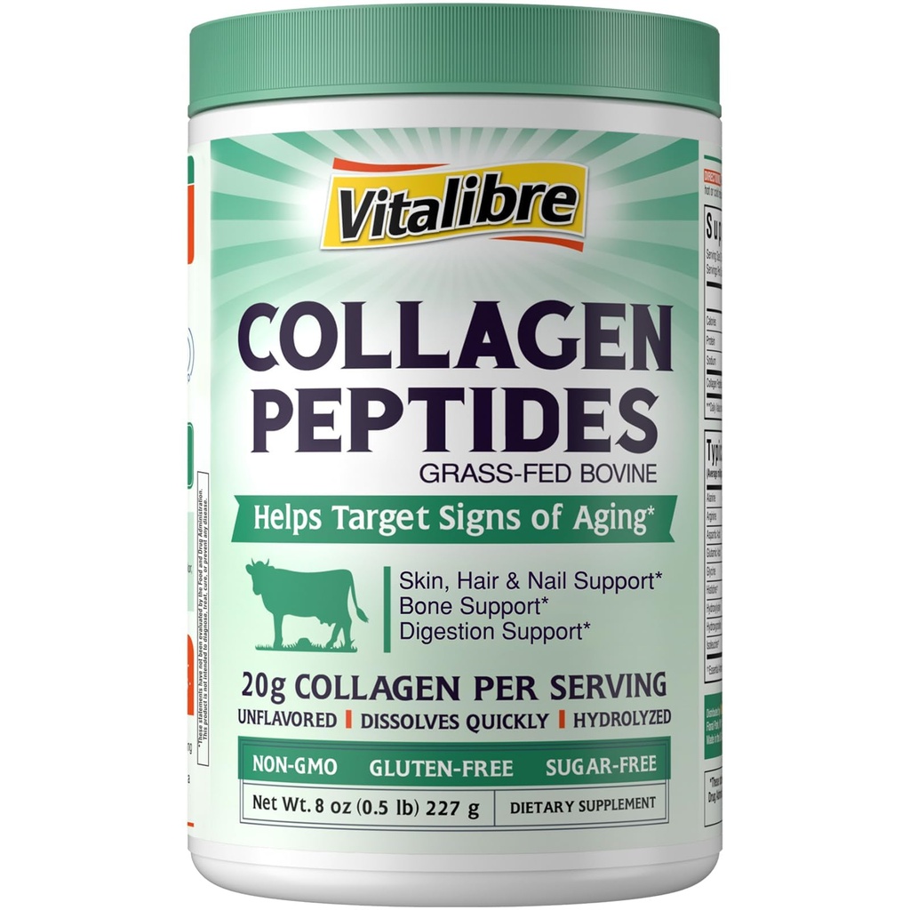 Bovine Collagen Peptides Powder for Men and Men, Grass-Fed 水解Collagen 蛋白质I & III型,皮肤,头发,钉子,骨骼,文摘,不爱,非GMO,Keto & GF, 11 services, 8oz