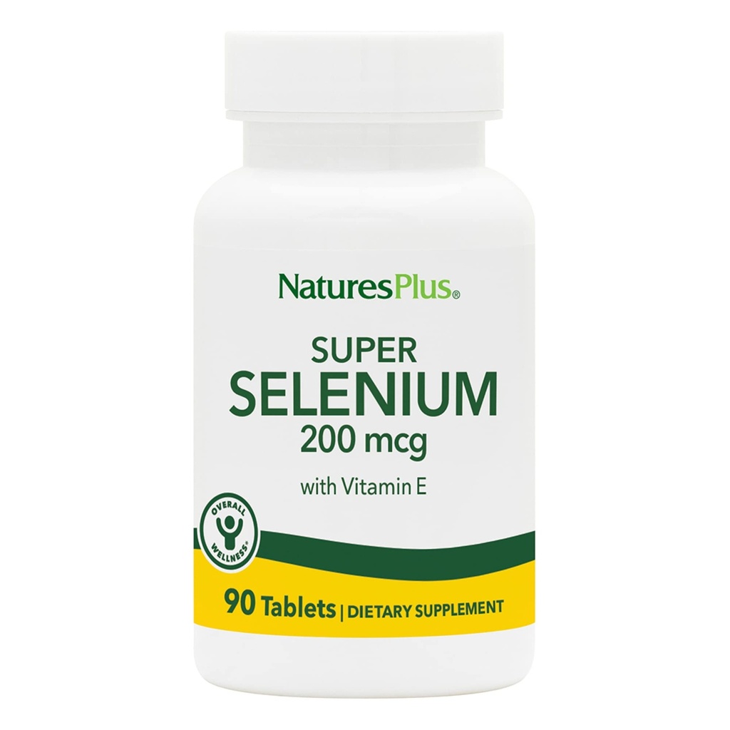 NatusPlus 超级硒综合体 - 200 mcg, 90 植物药片 - 配有维生素E的基本矿物补充剂 - 推广健康甲状腺素 - 抗氧化剂 - 无胶 - 90 服务